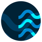 Blue icon with light blue waves